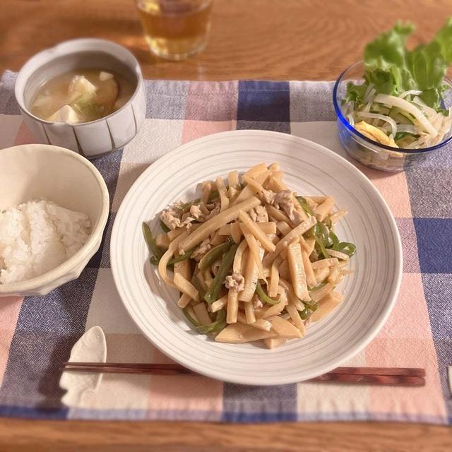 GWおわり、国産たけのこどっさりチンジャオロースーで晩ごはん