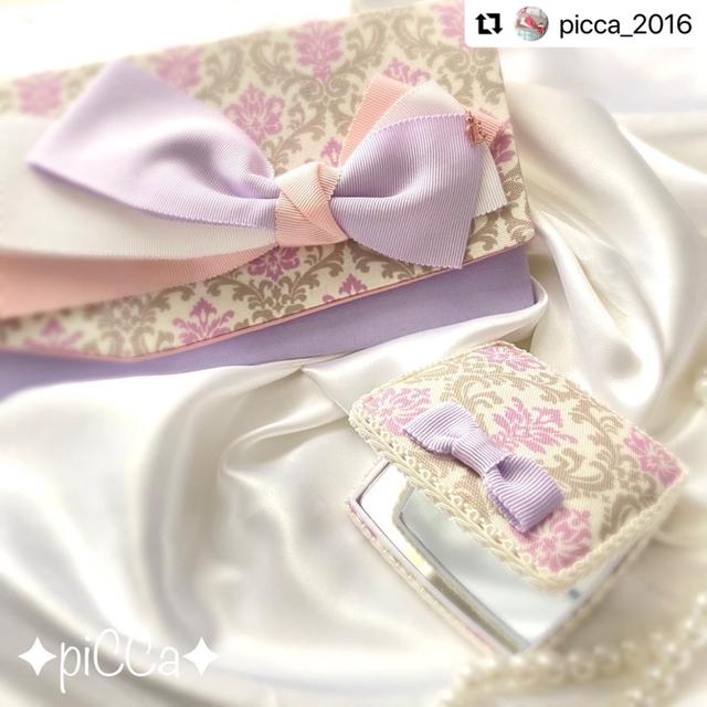 芦屋市picca先生の幸せを呼ぶ袱紗とお揃いのカフェミナージュ︎ミラー♡以下リポストで...