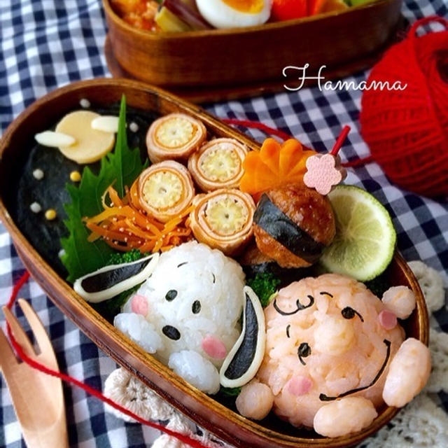 お月見♡スヌーピーとチャーリーブラウンのお弁当♡お稲荷プーさん