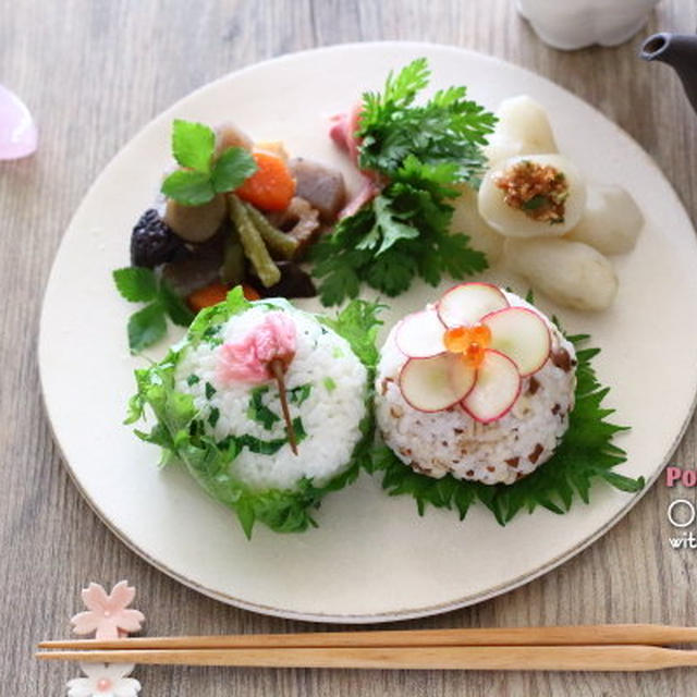 春を感じる【お花のオイルおにぎり／２種類】　作ってみました！