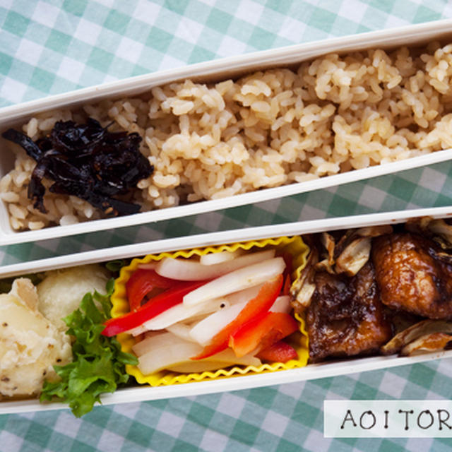 昨日のお弁当（ブリとキャベツのバルサミコ酢炒め）