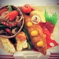*パプリカとピーマンの豚肉胡麻だれ炒め弁当♪
