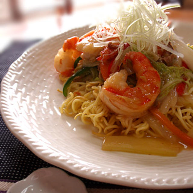 「XO醤餡かけ焼蕎麦」