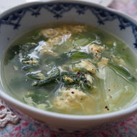 鶏ガラスープで簡単★青梗菜と春雨の卵スープ♪