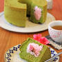 しっとり抹茶の豆乳シフォン☆桜クリーム入り