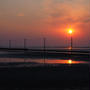 干潮の江川海岸の夕陽