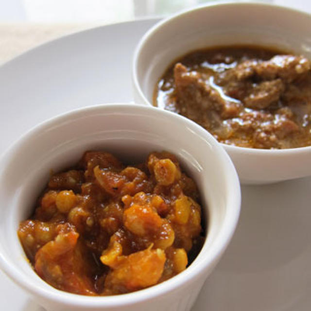 野菜と豆のカレーと夏のチキンカレー