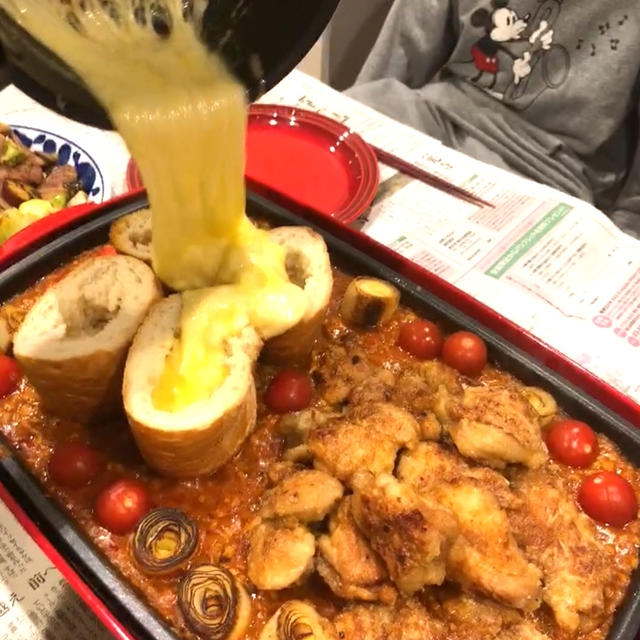 市販のミートソースでパネチキンにしました〜！！