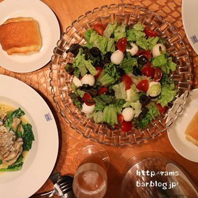 『牡蠣と菜の花のスパゲッティ』の夜ごはん。