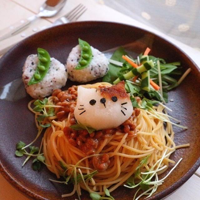 納豆おろしパスタ＊大根おろしアート