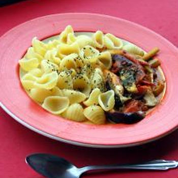 ナスとエリンギとトマトのパスタ