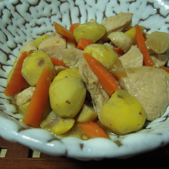 栗と鶏肉の中華風生姜煮
