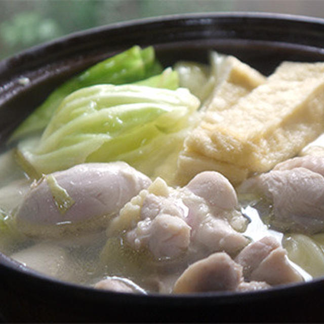 鶏とキャベツと油揚げの鍋