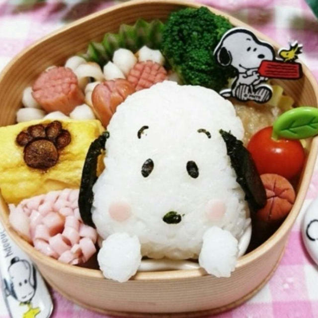 スヌーピーおにぎり弁当【わっぱ弁当箱】 #デコ弁