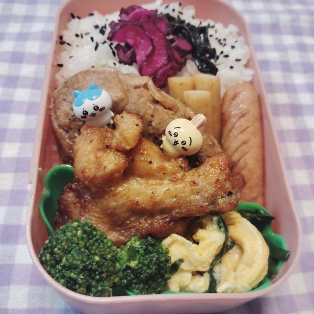 ハンバーグと手羽元の照り焼き弁当【のっけ弁当】