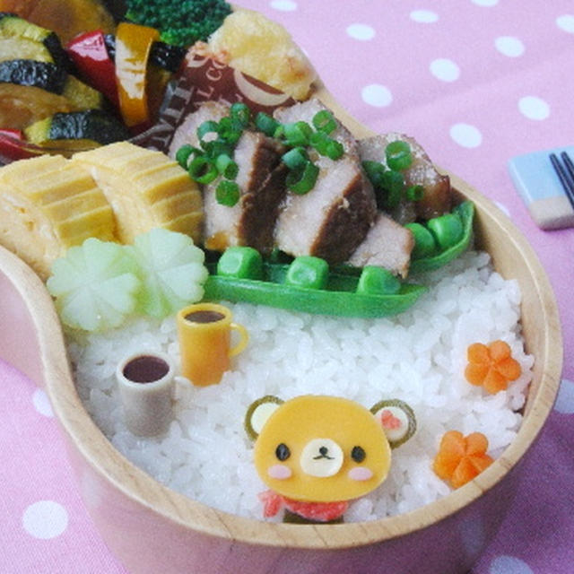 厚切りチャーシュー＊てのりくまラッテくんのお弁当