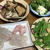ハギとヒラメの刺身。葉玉ねぎの煮物