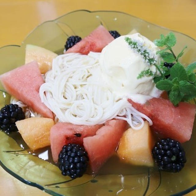 アイスクリーム素麺、冷たくって美味しいですよ～