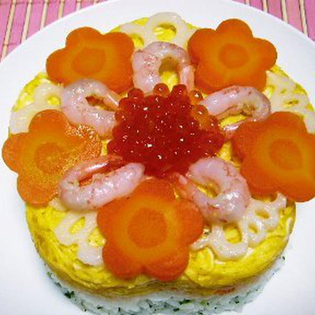 ひな祭り料理☆お花の寿司ケーキ♪