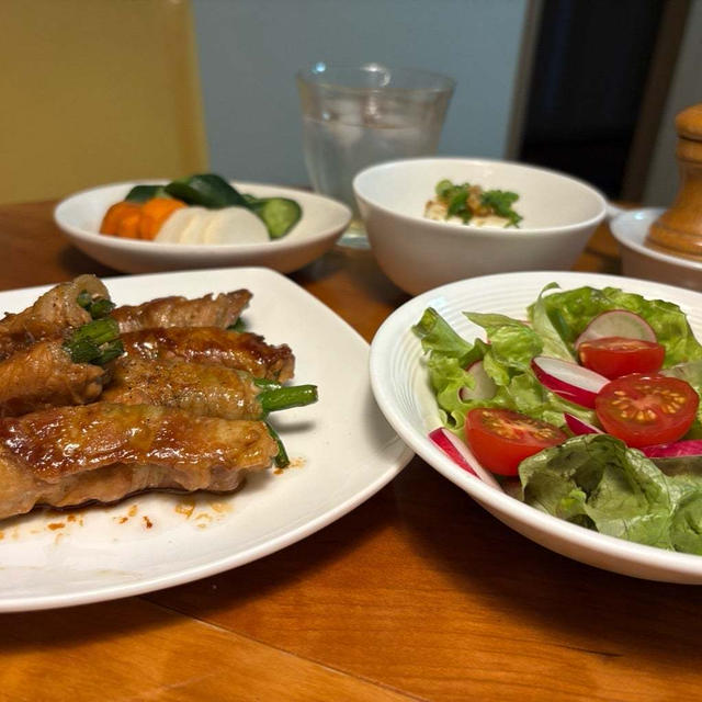 【おうちごはん】インゲンの豚肉巻きと冷凍ポテトの豚肉巻き