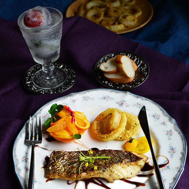 20分でデリシャスな朝食ディナー。　怪味オニオンと鯛のハーブ焼き