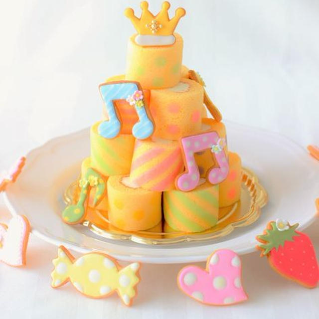 柄つきロールケーキタワー♪