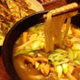 カレーの残りでカレー南蛮３へんげ 有り野菜チヂミ(すりおろしじゃが芋生地)とすっぱいの