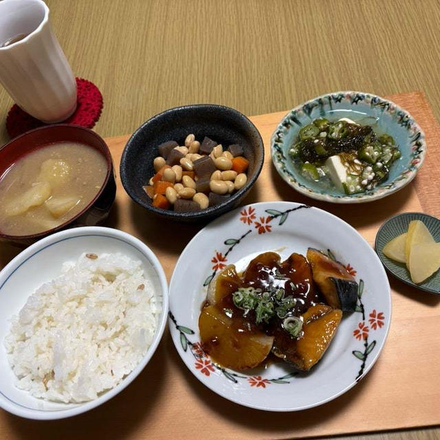 【減塩】あんかけ焼きブリ大根メインの晩御飯♪