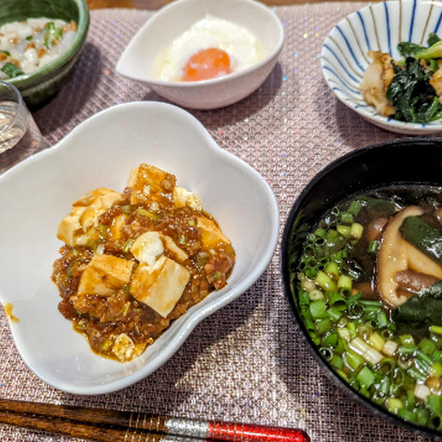 麻婆豆腐とイカ納豆爆弾と加賀鳶