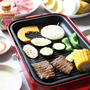 焼肉（ダイナミックタレ）。赤しそジュース。