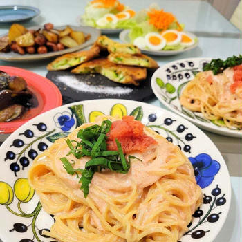 わたしのも負けてない！明太パスタで晩酌