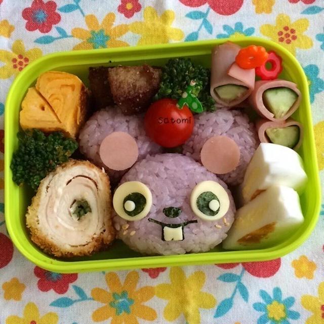 2015/05/14　幼稚園弁当☆　むらさきのキャラクターって何がいる？　キャラ弁