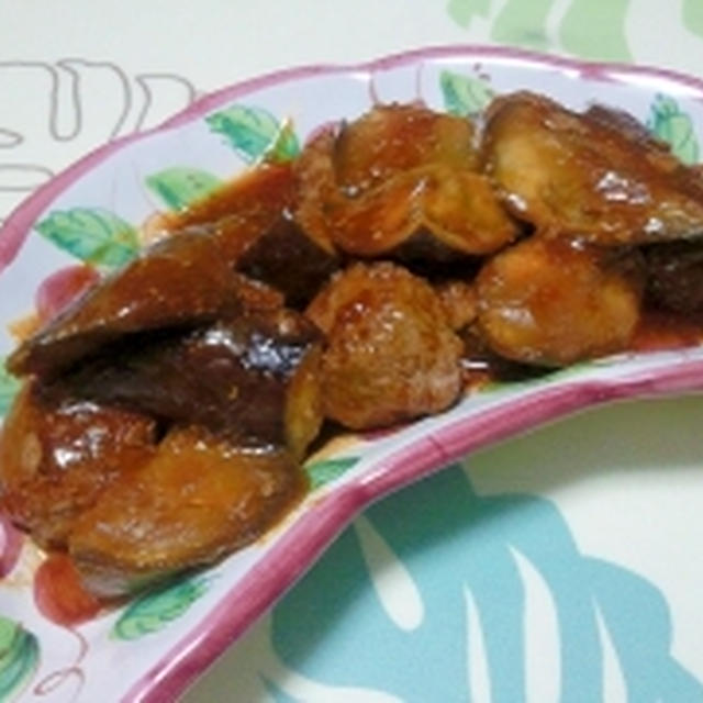 茄子と肉団子の甘酢ソース和え