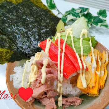 《レシピ有》かにかまアクセント♪手巻かないずし。