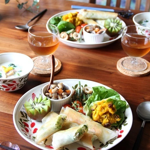 野菜もりもり！ワンプレート と 具だくさんのクリームスープ。
