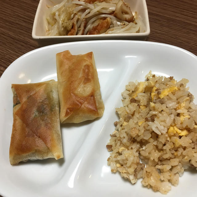 ある日の夕飯～残り物春巻き～