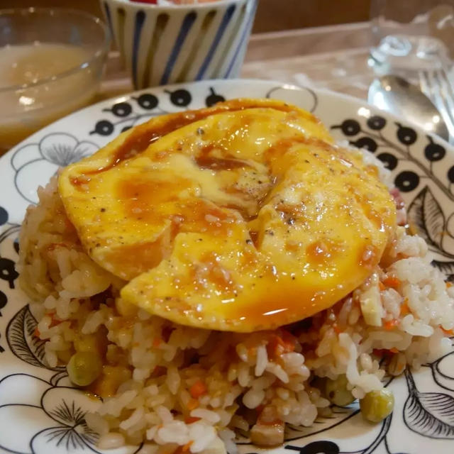 マルコメ×ブルドックソースのオムライス、晩ごはん