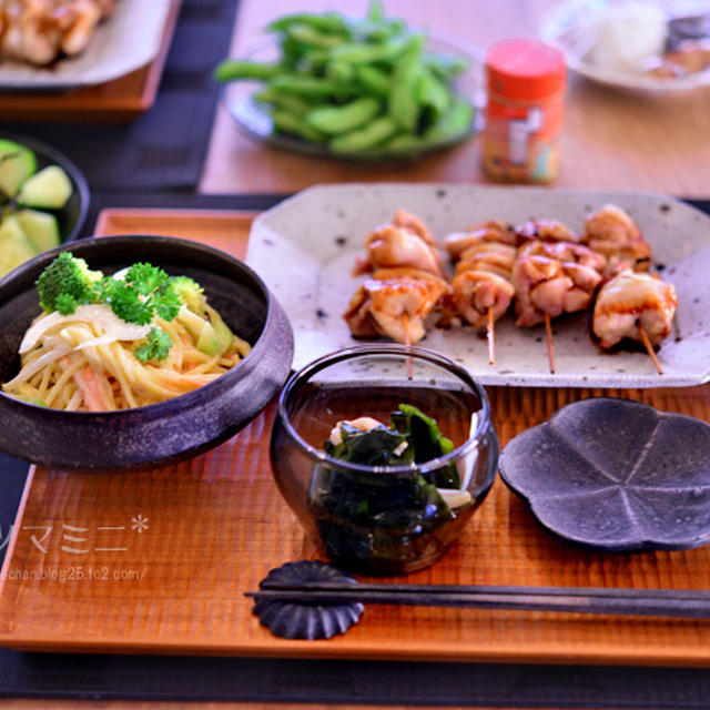 「枝豆に焼き鳥」