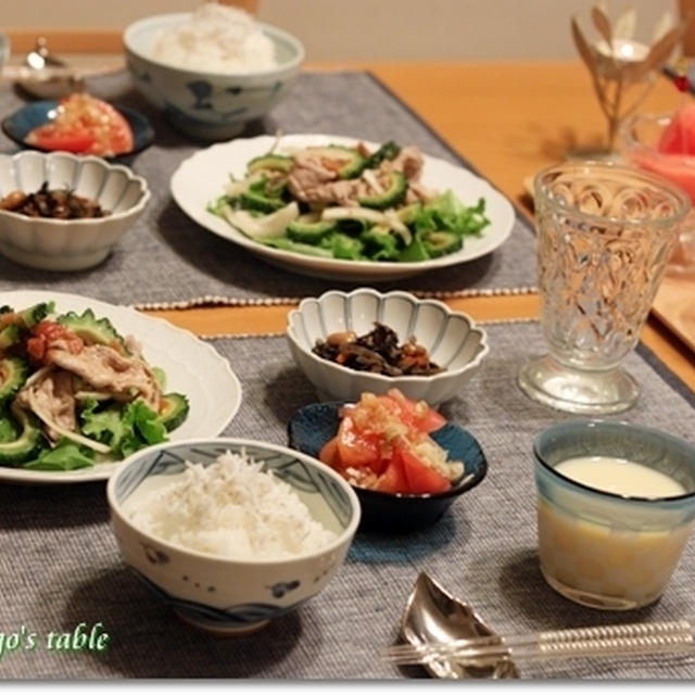 ゴーヤと豚肉の梅冷しゃぶ♪