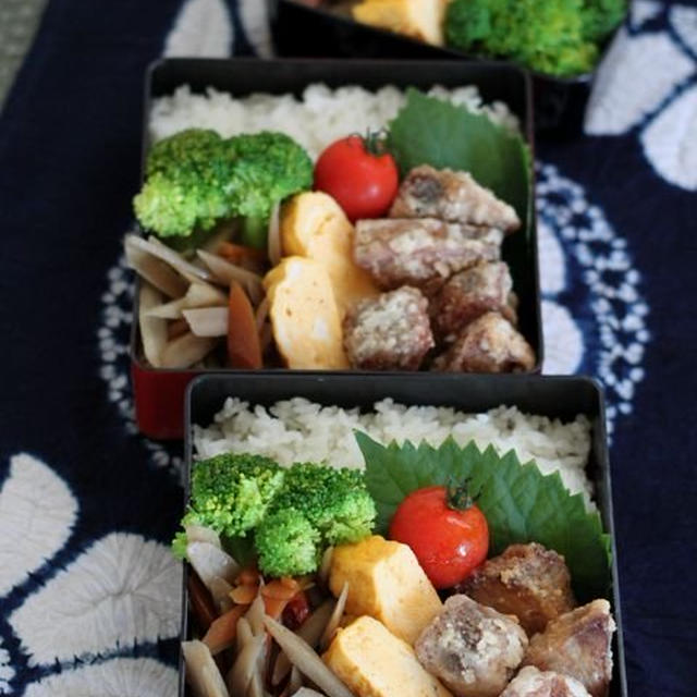 鰹の竜田揚げ　☆　まぐろﾈﾊﾞﾈﾊﾞ丼献立♪