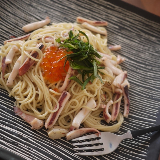 昆布茶deイカのペペロンチーノ