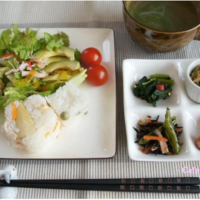 筍ご飯・豆ごはん・常備菜に、簡単スープでブランチ