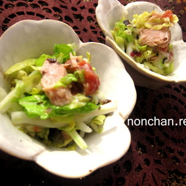 ツナとかつお梅の生白菜の和え物*･゜ﾟ･*:.｡..｡.:*･゜