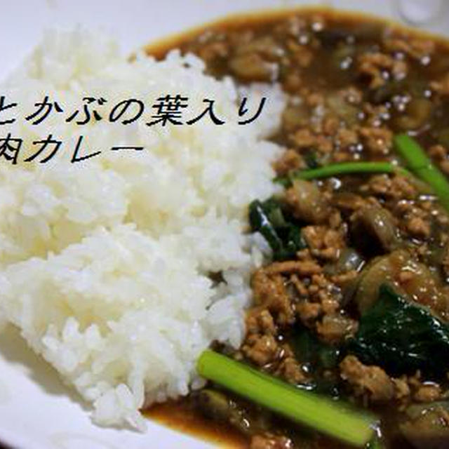 ナスとかぶの葉入りひき肉のカレー