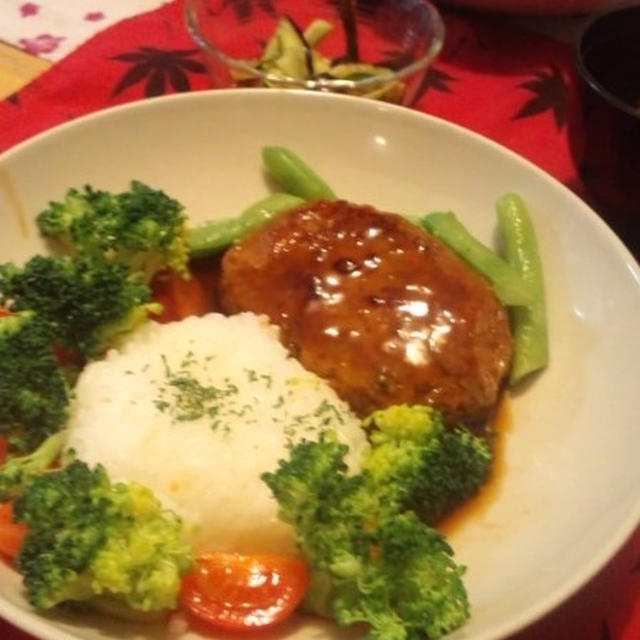 栄養満点♪　レバーと蓮根のてりやきハンバーグ　