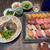 角上魚類鮪握鮨稲荷鮨・松皮鰈あら煮甘長・小松菜・胡瓜漬・蕪煮・水菜胡麻和え・お吸い物