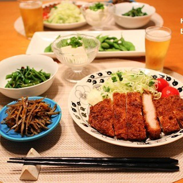 『豚カツ』とストウブで『小さいおかず』の献立。