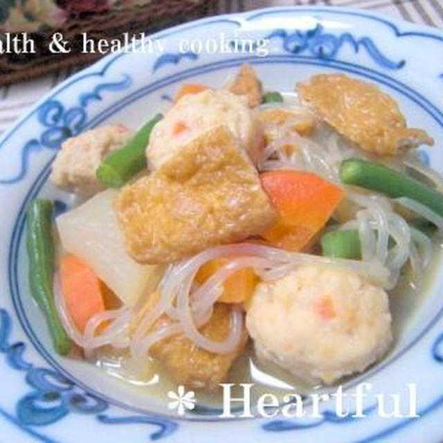 鶏団子と油揚げのヘルシーな煮物