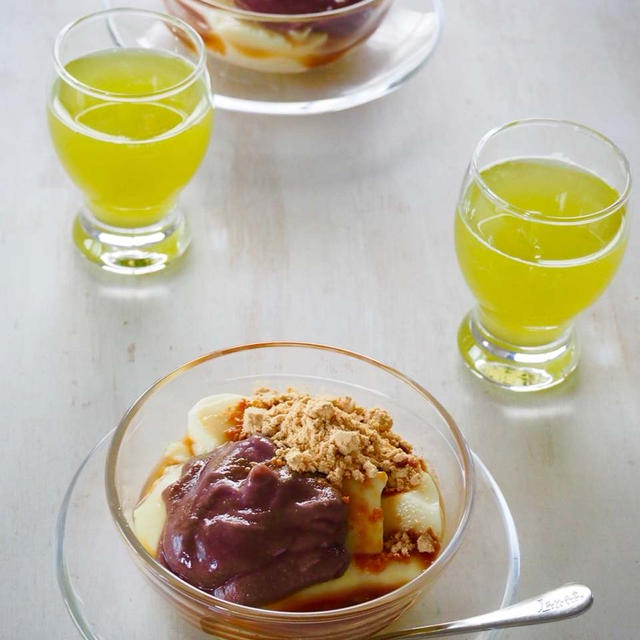 豆花に発酵こしあんをのせて…