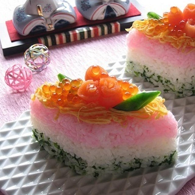 ひな祭りに♪ ひし餅風３色ちらし寿司